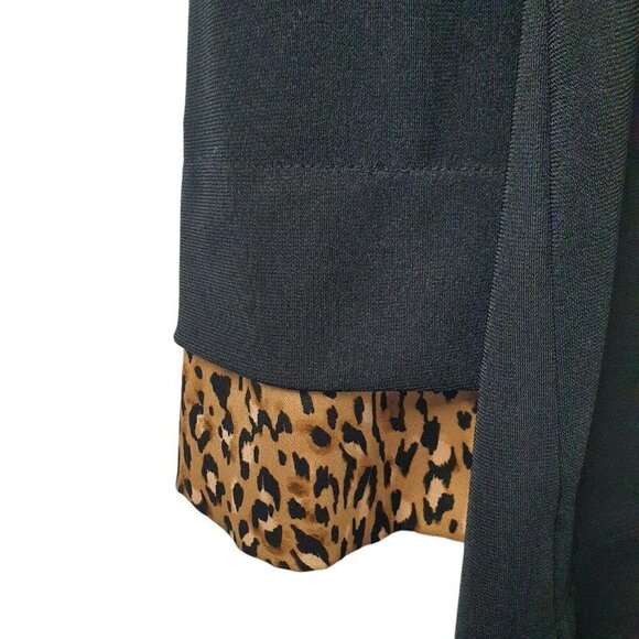 KARL LAGERFELD PARIS Jersey Knit Stretch Black Cheetah Animal Print Blouse Med - Picture 9 of 10
